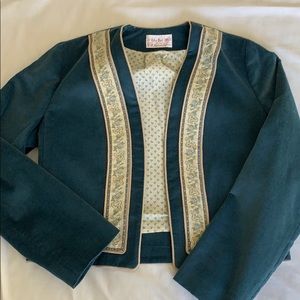 Vintage 1970s Velvet Banded Fitted Short Jacket